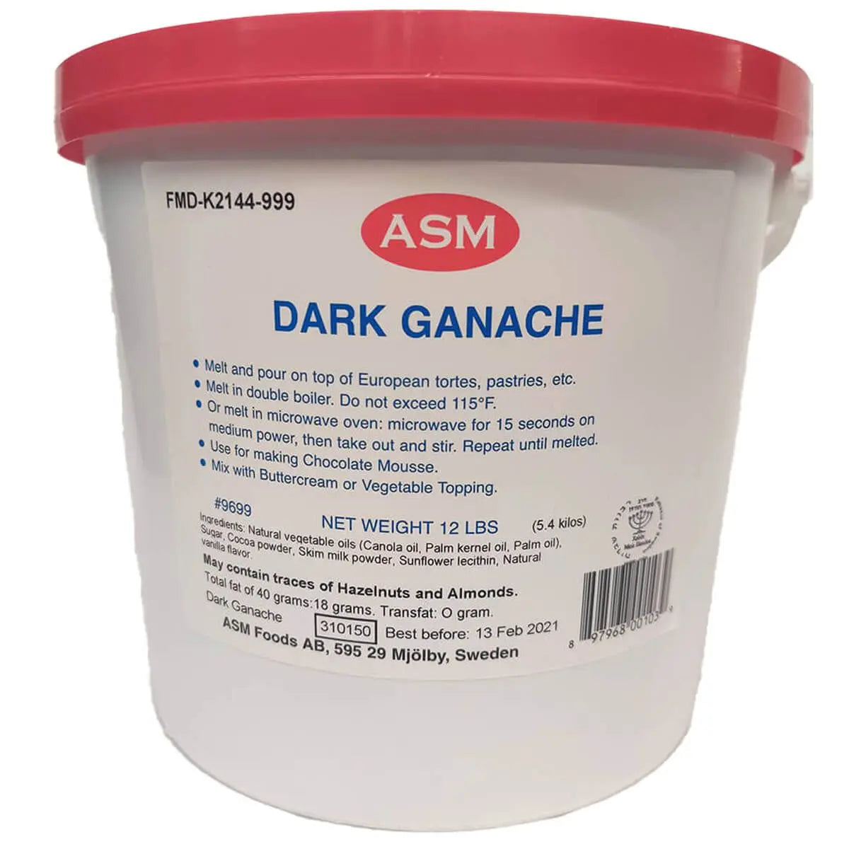 Barry Callebaut ASM Dark Ganache 12lb Pail