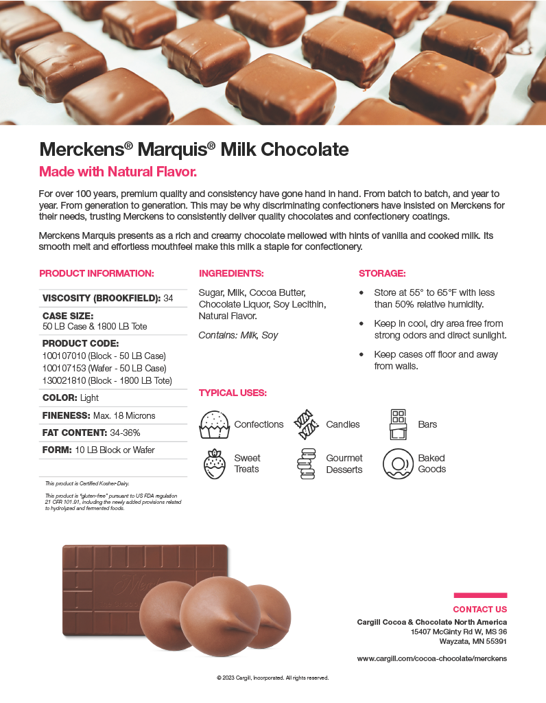 Merckens® Marquis Milk Chocolate Buttons 50lb (Tempering Chocolate)