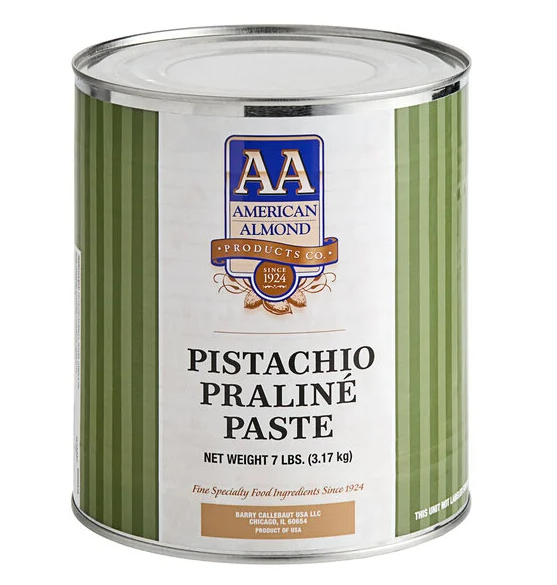 Barry Callebaut Pistachio Praline Paste 6/7lb cans (42lbs)